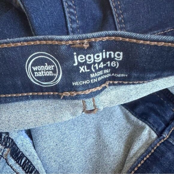 Girls Blue Denim Jeans Jeggings Bundle Set 2PC Embroidered Floral Patches 14 XL - Picture 10 of 10